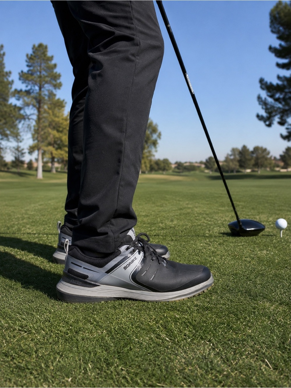 SQAIRZ Speed Men’s Golf Shoes Size 11.5 Black Gray Spikeless Performance